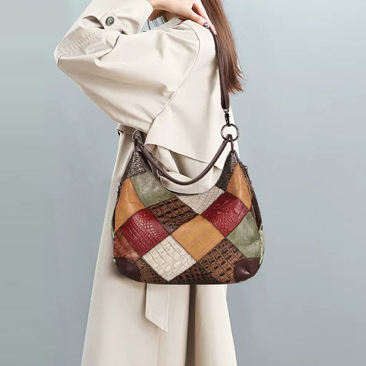 Bohemian Leather Patchwork Tote Bag