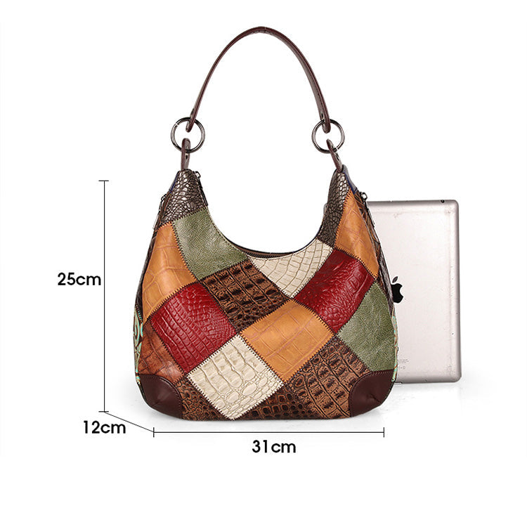 Bohemian Leather Patchwork Tote Bag