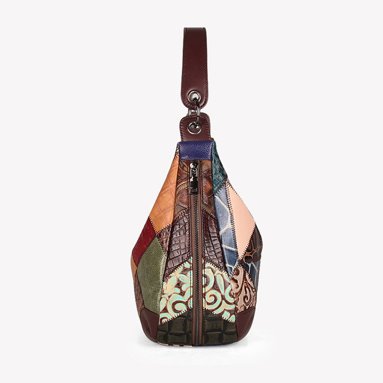 Bohemian Leather Patchwork Tote Bag
