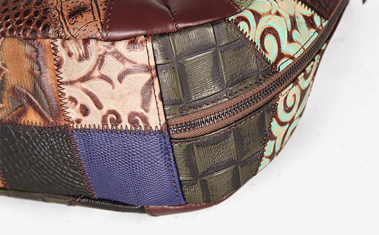 Bohemian Leather Patchwork Tote Bag