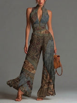 Zsófia | Bohemian Ethnic Pleated Chiffon Jumpsuit