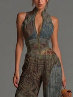 Zsófia | Bohemian Ethnic Pleated Chiffon Jumpsuit