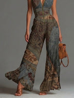 Zsófia | Bohemian Ethnic Pleated Chiffon Jumpsuit
