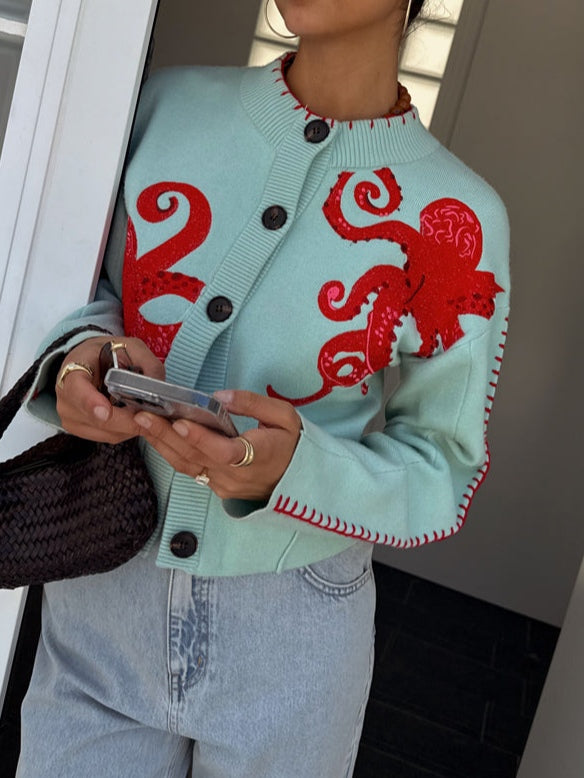 VIVIAN | Fun Octopus Pattern Cardigan