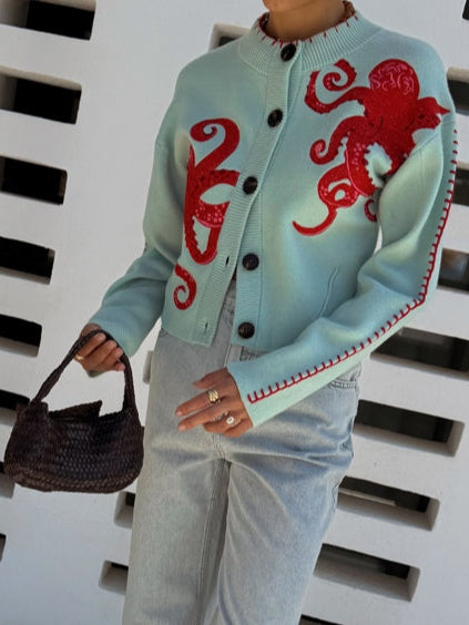 VIVIAN | Fun Octopus Pattern Cardigan