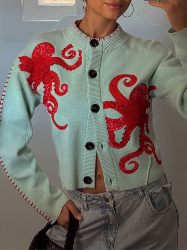 VIVIAN | Fun Octopus Pattern Cardigan