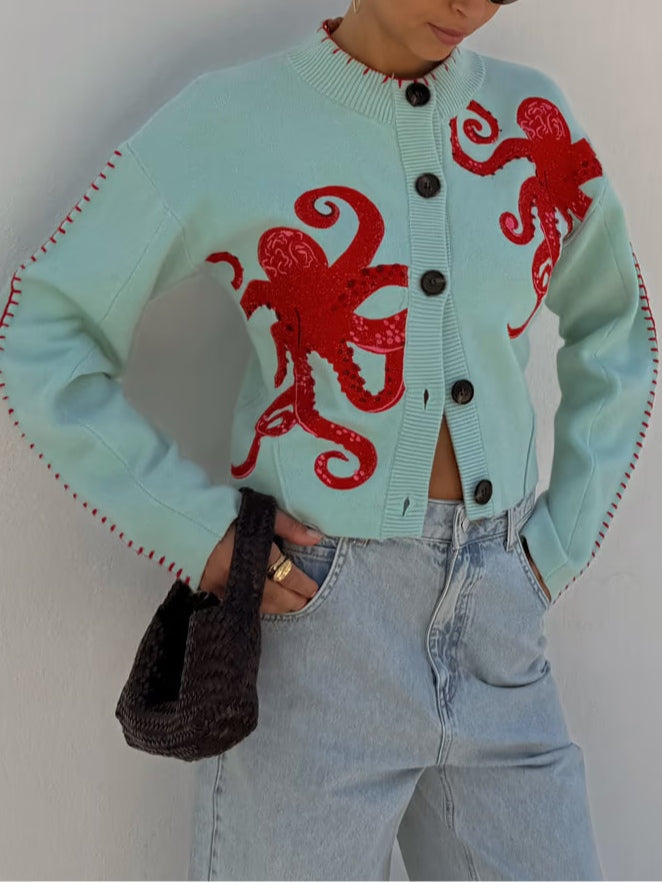 VIVIAN | Fun Octopus Pattern Cardigan