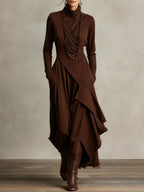 Arielle™ Vintage Asymmetrical Turtleneck Dress