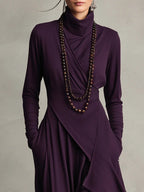 Arielle™ Vintage Asymmetrical Turtleneck Dress