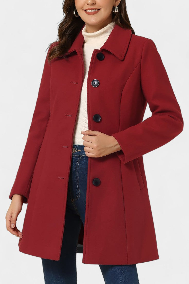GRETA | Long Thick Coat with Faux Fur Collar