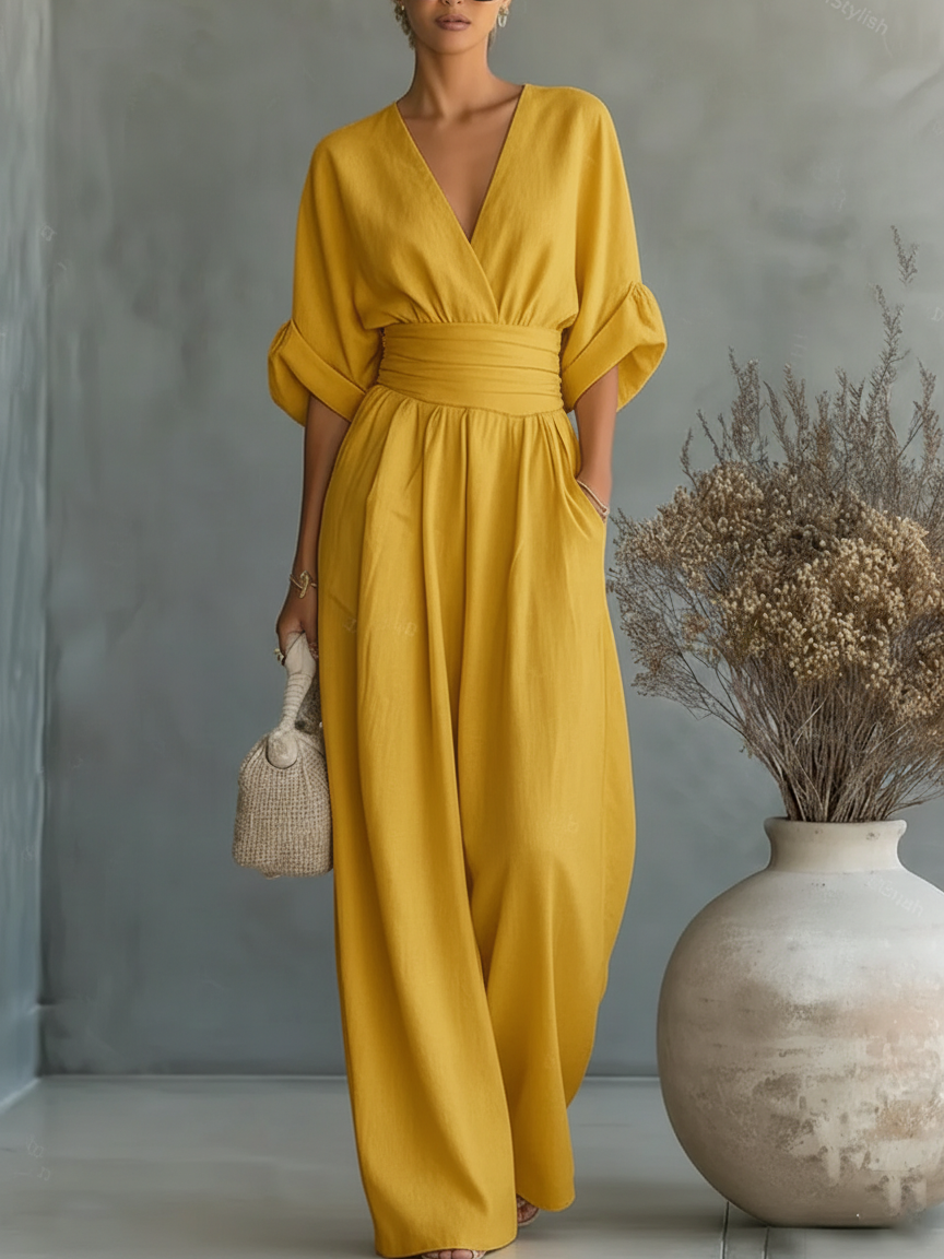 Kyra | V-Neck High-Waist Jumpsuit