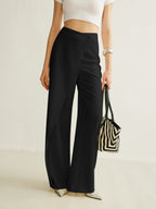 REBECCA | Women's High Waist Wide Leg Trousers Asymmetric Wrap Pants