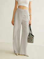 REBECCA | Women's High Waist Wide Leg Trousers Asymmetric Wrap Pants