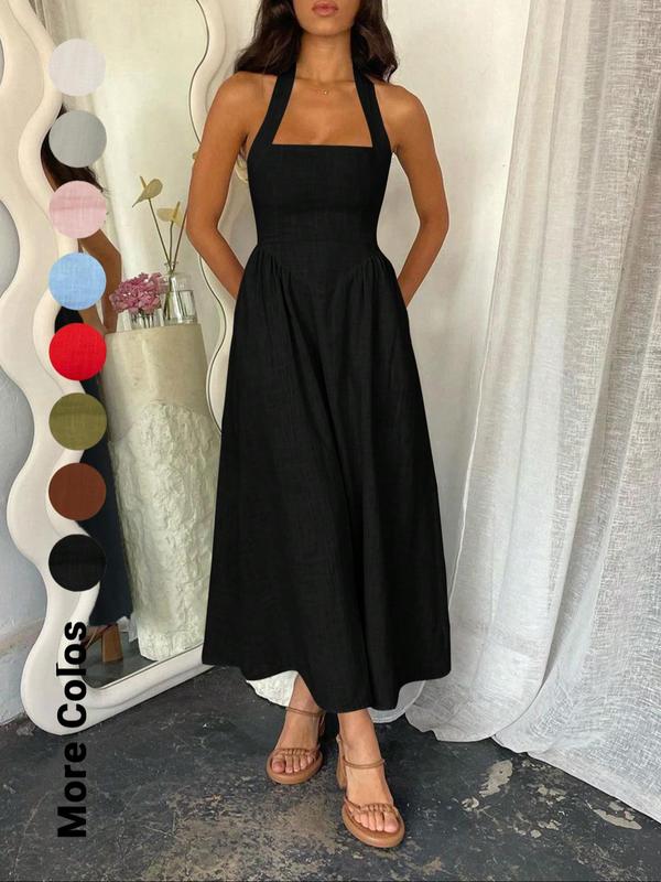 BILLIE™ - Women's Sleeveless Pocket Zipper Back A-Line Summer Dress