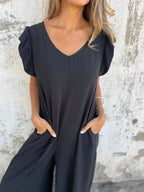 CASSANDRA | Trendy V-Neck Jumpsuit