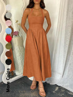 BILLIE™ - Women's Sleeveless Pocket Zipper Back A-Line Summer Dress