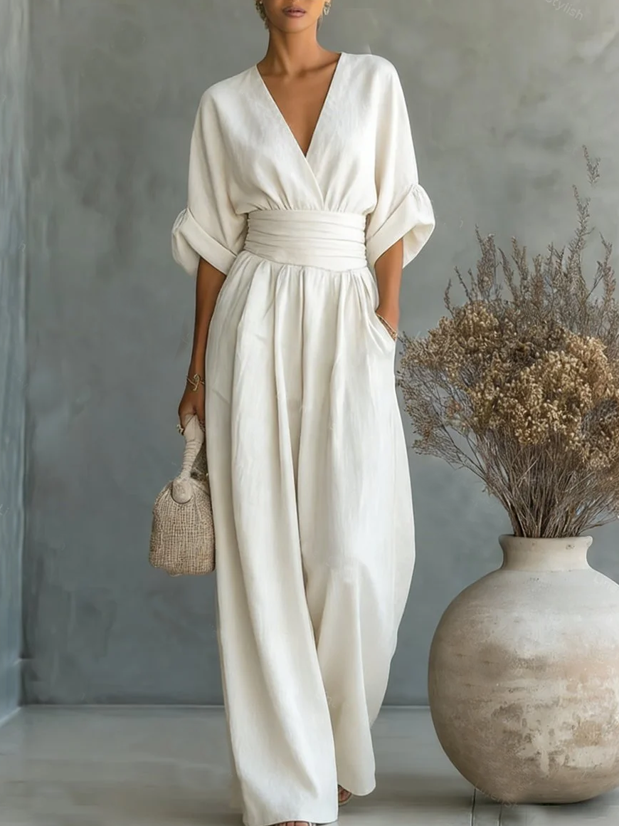 Kyra | V-Neck High-Waist Jumpsuit