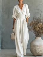 Kyra | V-Neck High-Waist Jumpsuit