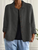 Carol| Crinkle Weave Button-Through Blouse