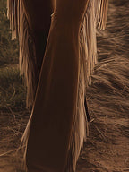 Cordelia| Women's Fringe Flare Western Jeans