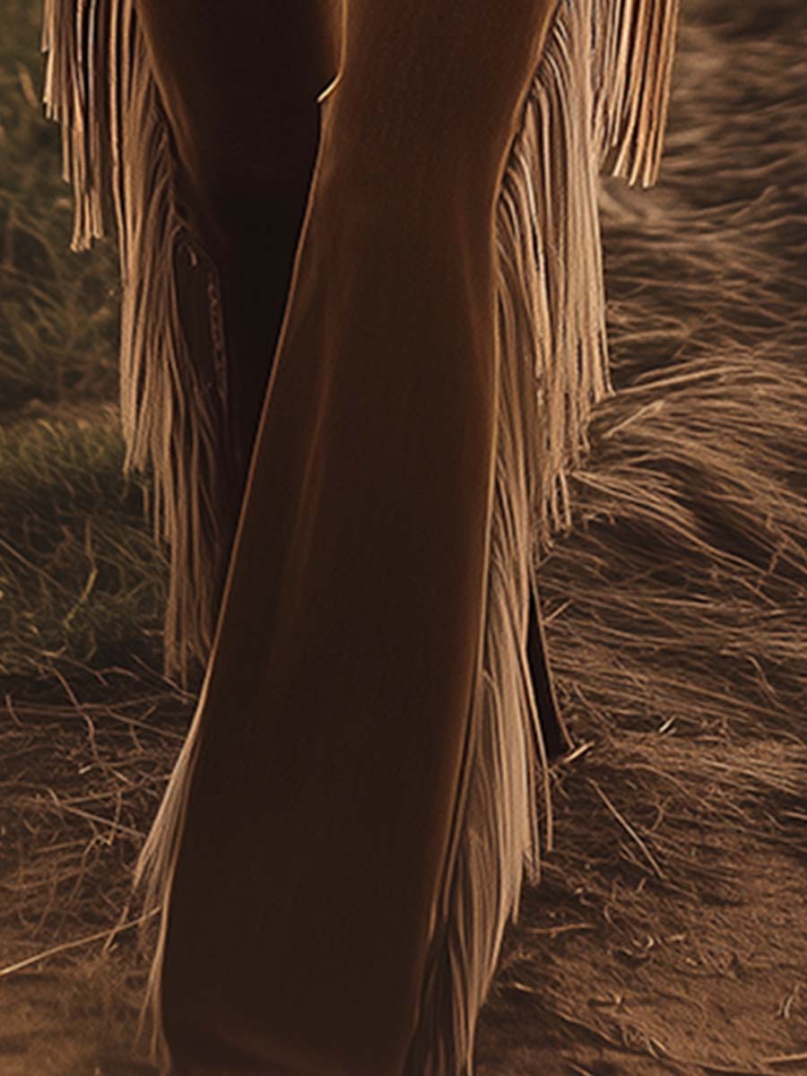 Cordelia| Women's Fringe Flare Western Jeans