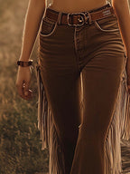 Cordelia| Women's Fringe Flare Western Jeans