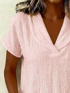Full Size Casual Short Sleeve Textured Blouse Plus Size