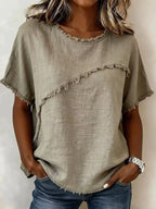Debby | Frayed Hem Short Sleeve Top