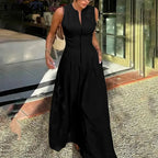 HONORATA | Relaxed Loose Fit Zippered Round-Neck Maxi Dress