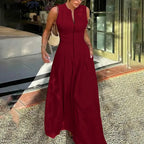 HONORATA | Relaxed Loose Fit Zippered Round-Neck Maxi Dress