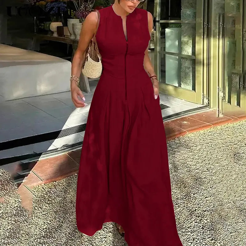 HONORATA | Relaxed Loose Fit Zippered Round-Neck Maxi Dress