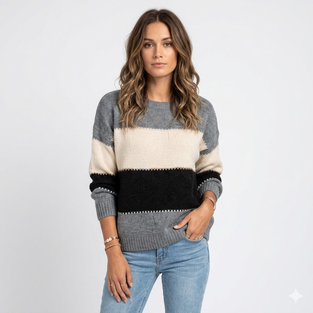 Elise Moretti | Colour Block Knit Sweater For Women