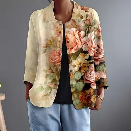 Judith | Painterly Floral Relaxed Button-Up Blouse
