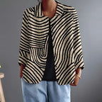 Elaine | Curved Stripe Relaxed Open Shirt