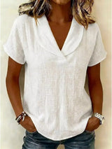 Full Size Casual Short Sleeve Textured Blouse Plus Size