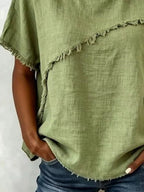 Debby | Frayed Hem Short Sleeve Top