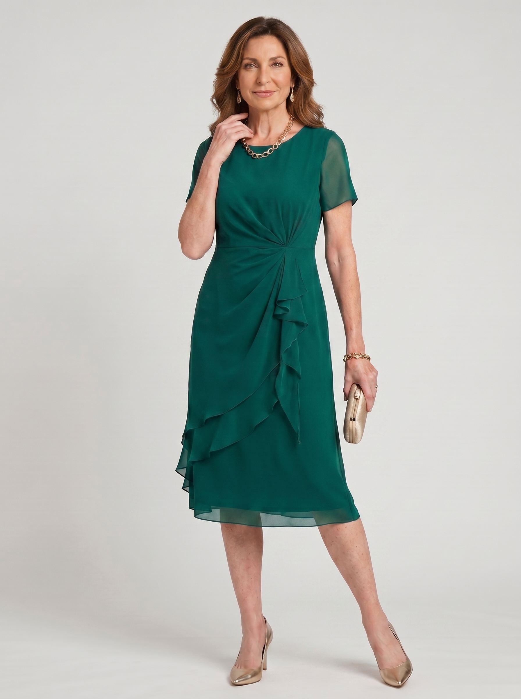 Sara - Elegant Chiffon Draped Dress