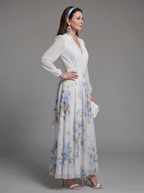 Augusta | V-Neck Sheer Bodice Floral Maxi Dress