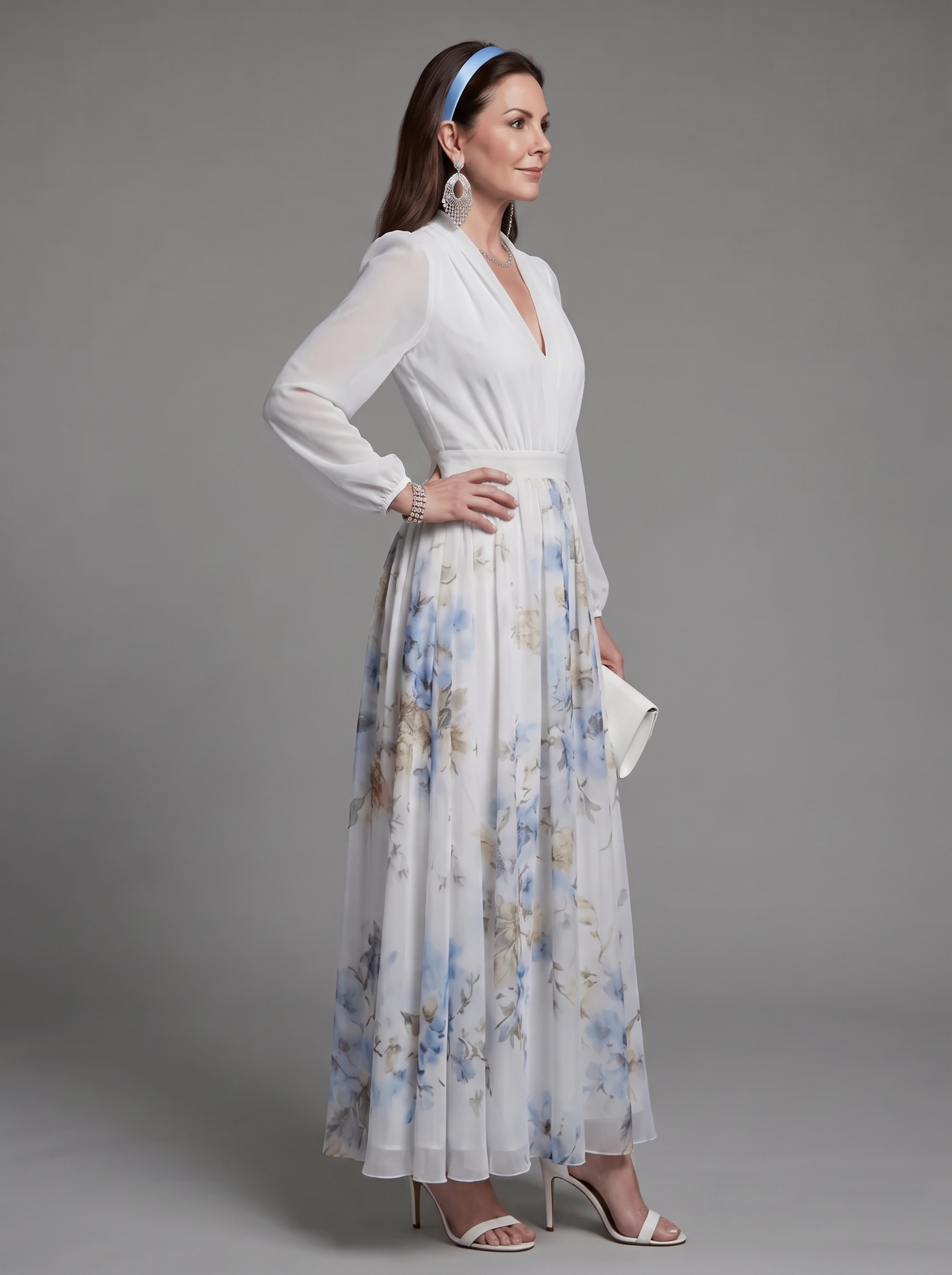 Augusta | V-Neck Sheer Bodice Floral Maxi Dress