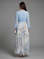 Augusta | V-Neck Sheer Bodice Floral Maxi Dress