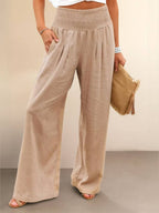 SADIE | Women's High Waist Wide Leg Pants Smocked Waistband