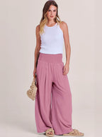 SADIE | Women's High Waist Wide Leg Pants Smocked Waistband