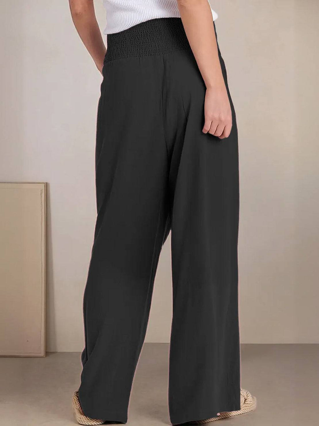SADIE | Women's High Waist Wide Leg Pants Smocked Waistband