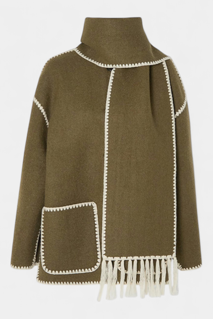 INGRID | Coat with Integrated Scarf and Fluid Silhouette