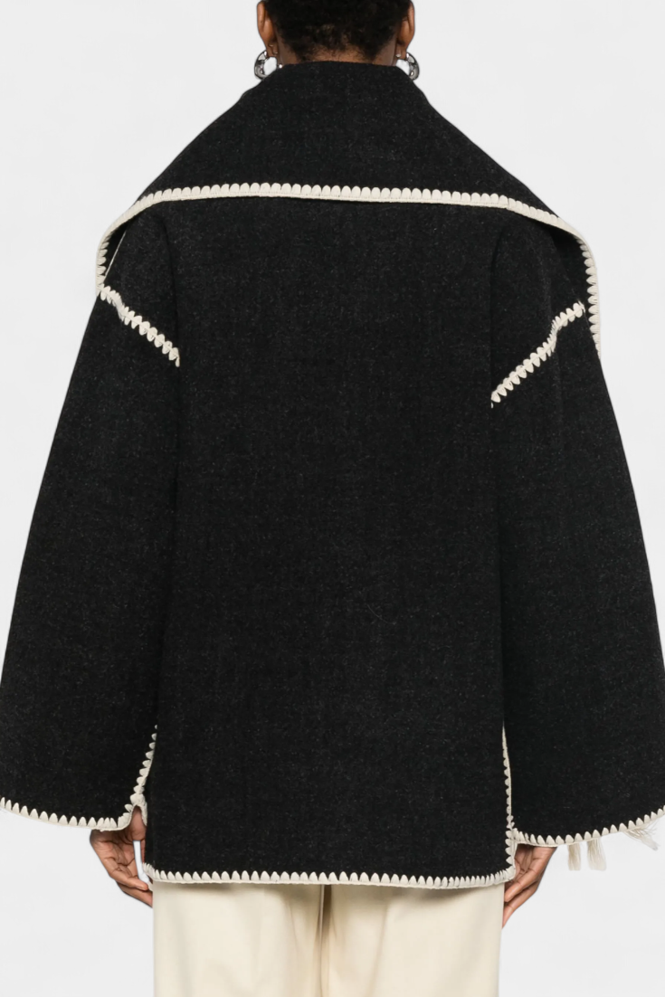 INGRID | Coat with Integrated Scarf and Fluid Silhouette