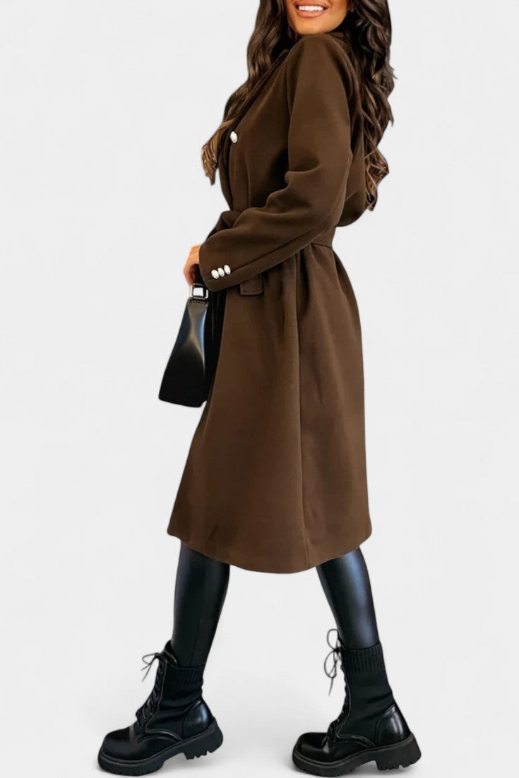CASSANDRA | Double-Breasted Coat with Tie Belt