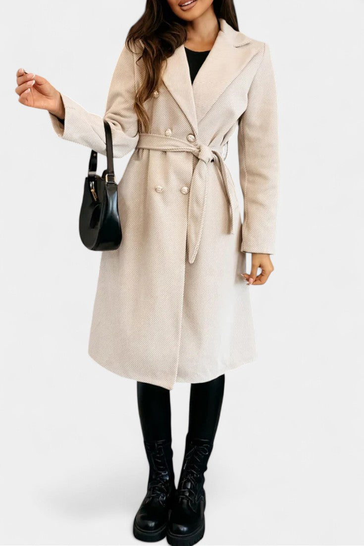 CASSANDRA | Double-Breasted Coat with Tie Belt