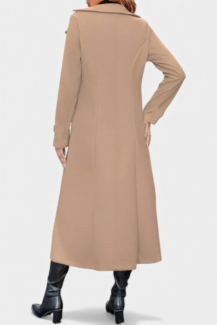 LARA | Long Notched Lapel Double-Breasted Coat