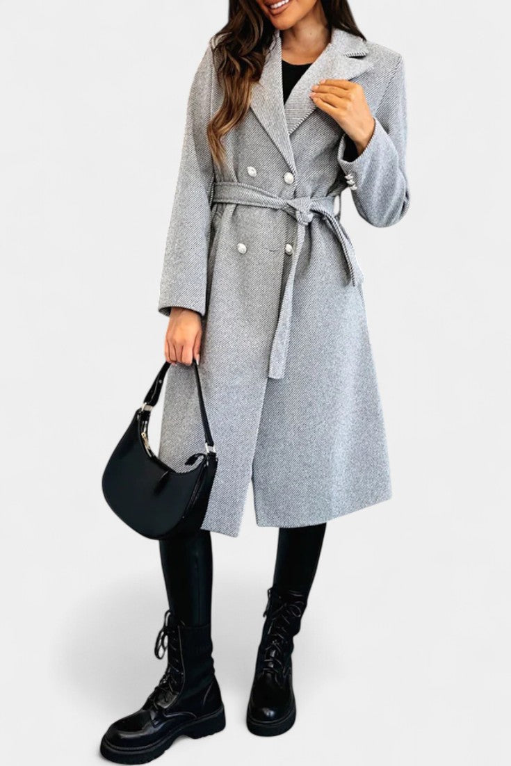 CASSANDRA | Double-Breasted Coat with Tie Belt