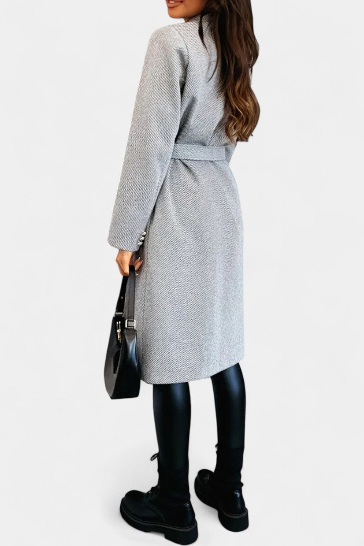 CASSANDRA | Double-Breasted Coat with Tie Belt